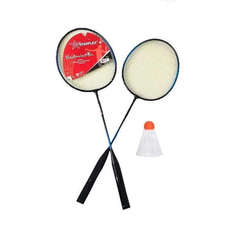 Kit Badminton Com 2 Raquetes, 1 Peteca1 Bolsa de Armazenamento - Starflex - Azul
