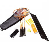 Kit Badminton Vollo 4 Raquetes 3 petecas com Rede e Suporte - Laranja