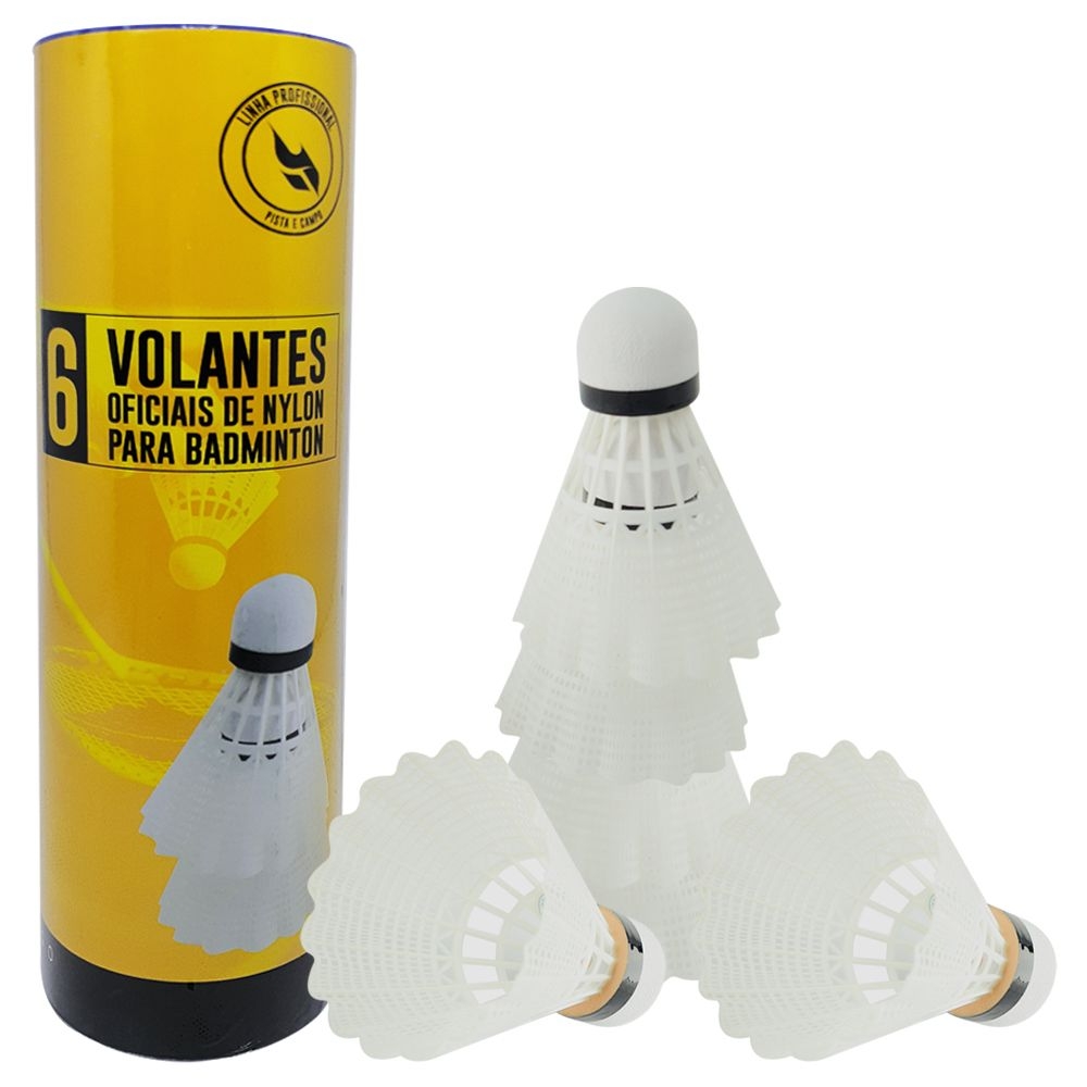 Tubo de Peteca Badminton de Nylon Pista e Campo com 06 Unidades - Branco