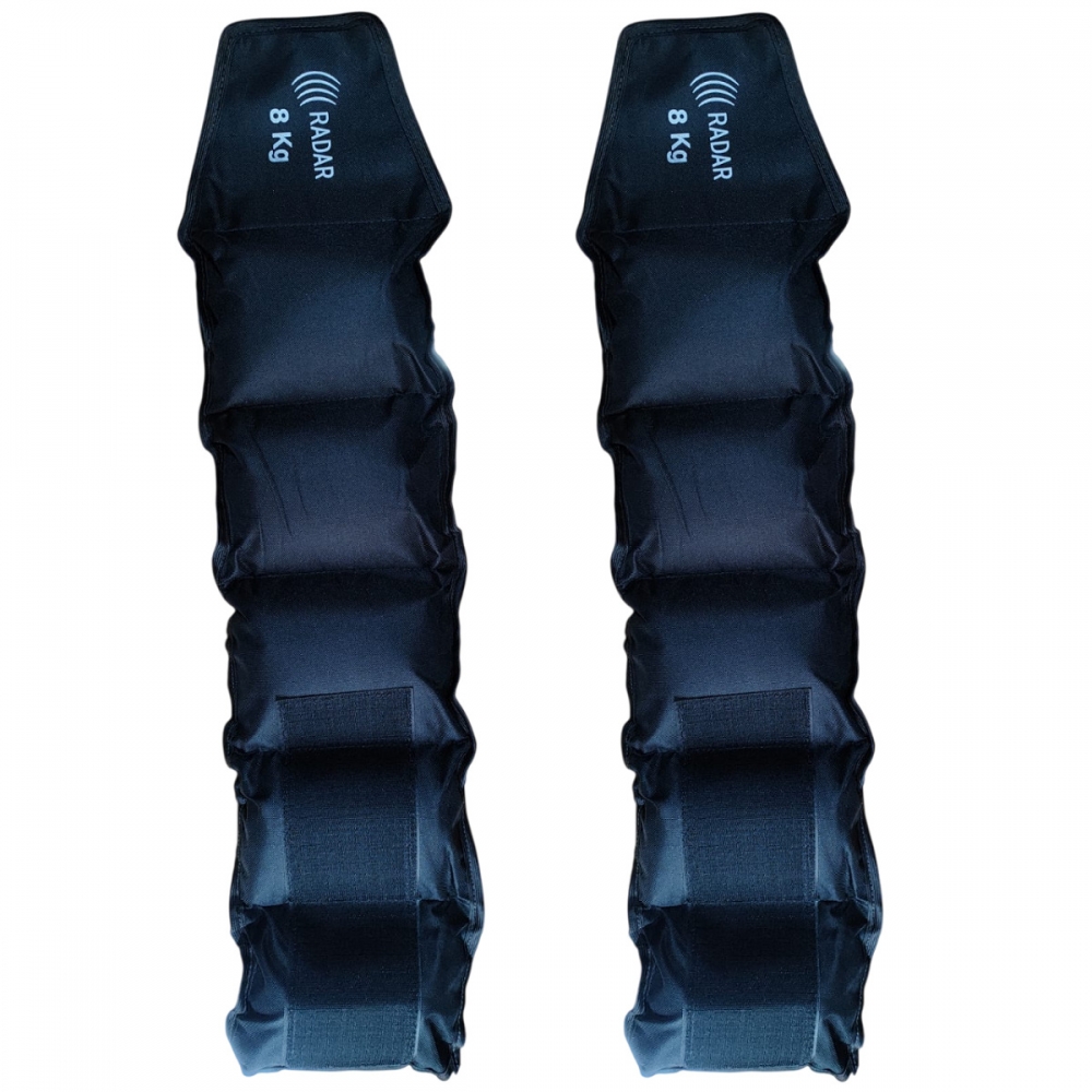 Par de Tornozeleira Caneleira de 8KG Profissional Reforçada - Preto