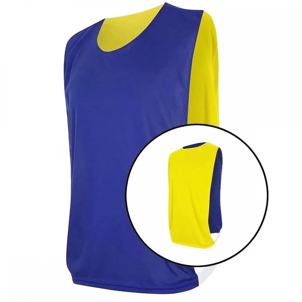 Kit com 20 Coletes Esportivos Dupla Face TRB Azul e Amarelo - Amarelo/Azul