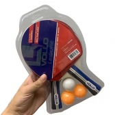 Kit Tênis de Mesa 2 Raquetes e 3 Bolas Leisure Vollo - Preto/Vermelho