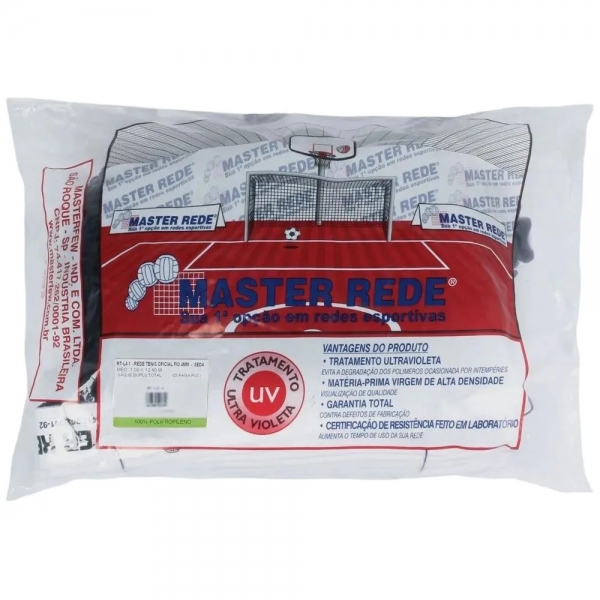 Rede De Tênis Competição Com 04 Faixas Fio 4mm RT-L4-4 - Master Redes - Preto/Branco