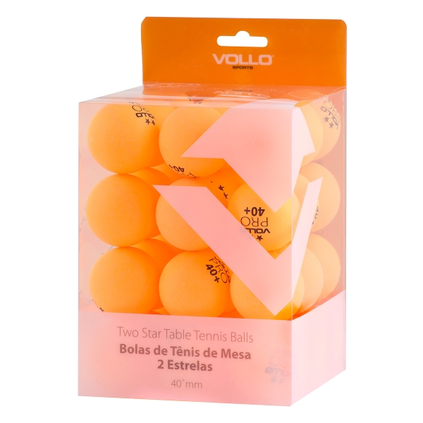Bola de Tênis de Mesa 2 Estrelas com 36 Unidades  Vollo - Laranja
