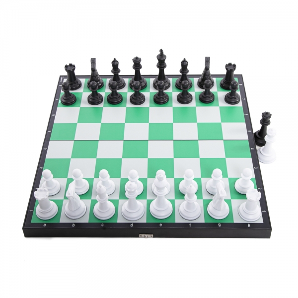 Jogo de Xadrez Profissional Tabuleiro Estojo Dobrável e Peças Oficiais - Verde/Branco