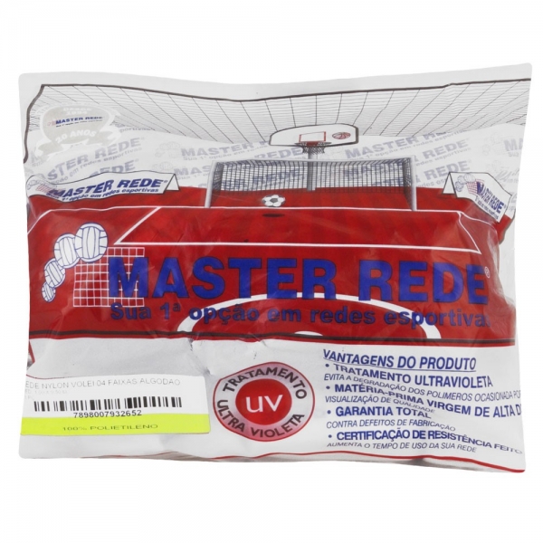 Rede de Vôlei 4 Faixas Algodão - Master Rede - Preto