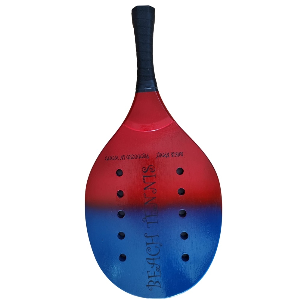 Raquete de Beach Tennis Sakis Sport de Madeira Azul/Vermelho - Azul/Vermelho