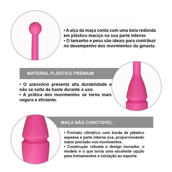 Par de Maça Ginástica Rítmica Infantil 35 cm - Rosa