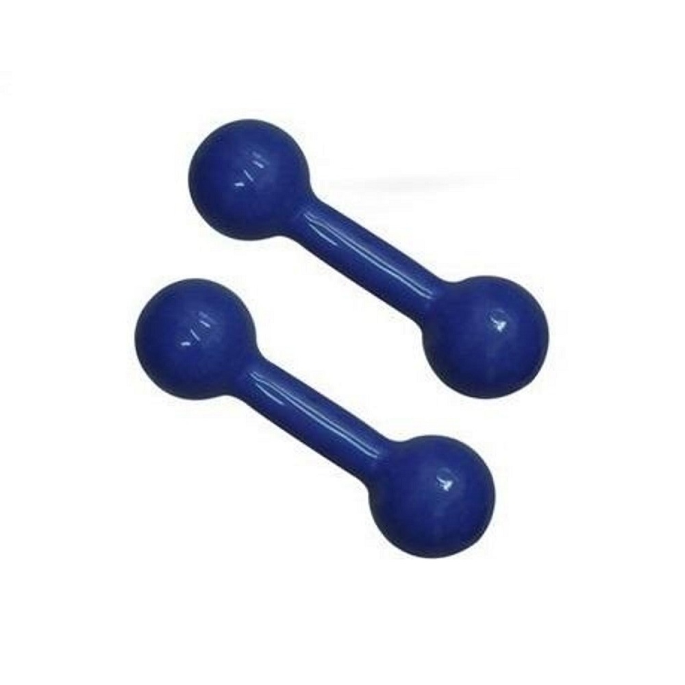 Par de Halteres Emborrachado para Musculação 1kg Azul - Azul/Branco