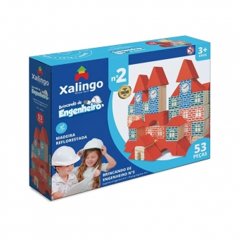 Brincando de Engenheiro N° 2 Xalingo - Blocos de Montar 53 peças