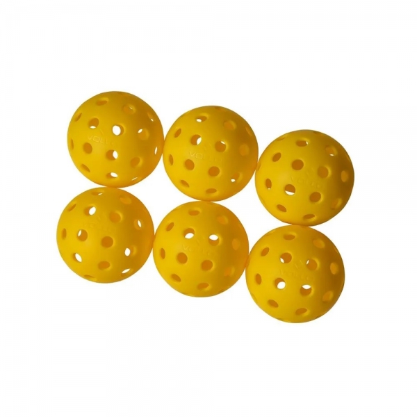 Kit 6 Bolas Pickleball 40 Furos Vollo - Amarelo