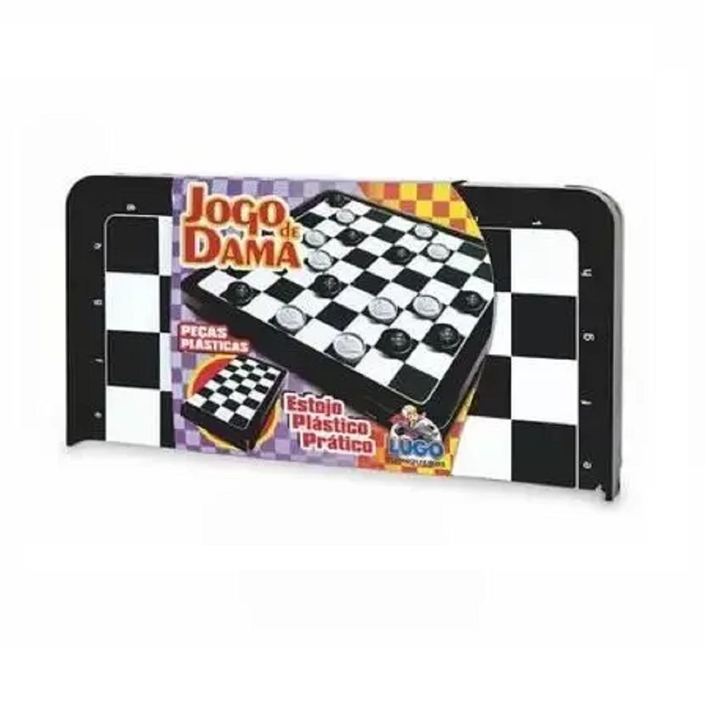 Jogo De Tabuleiro Dama - Lugo Brinquedos - Preto