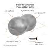 Bola Feijão para Ginástica Peanut Ball 45CM VOLLO - Cinza