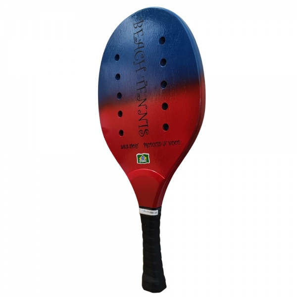 Raquete de Beach Tennis Sakis Sport de Madeira Azul/Vermelho - Azul/Vermelho