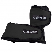 Par de Caneleira Tornozeleira Profissional 1kg - One Life - Preto/Branco
