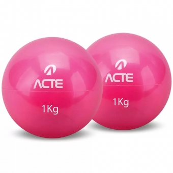 Par De Bolas Tonificadoras Com Peso de 1KG Rosa T55 Acte