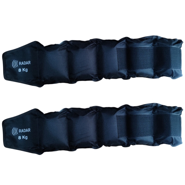 Par de Tornozeleira Caneleira de 8KG Profissional Reforçada - Preto