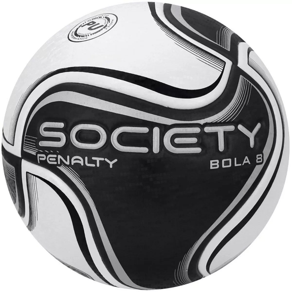 Bola de Futebol Society Penalty 8 Kick Off X - Branco/Preto