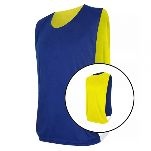 Kit com 15 Coletes Esportivos Dupla Face TRB Azul Marinho e Amarelo - Azul/Amarelo