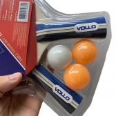 Kit Tênis de Mesa 2 Raquetes e 3 Bolas Leisure Vollo - Preto/Vermelho