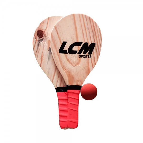 Kit Frescobol LCM Com 2 Raquetes e 1 Bola - Vermelho