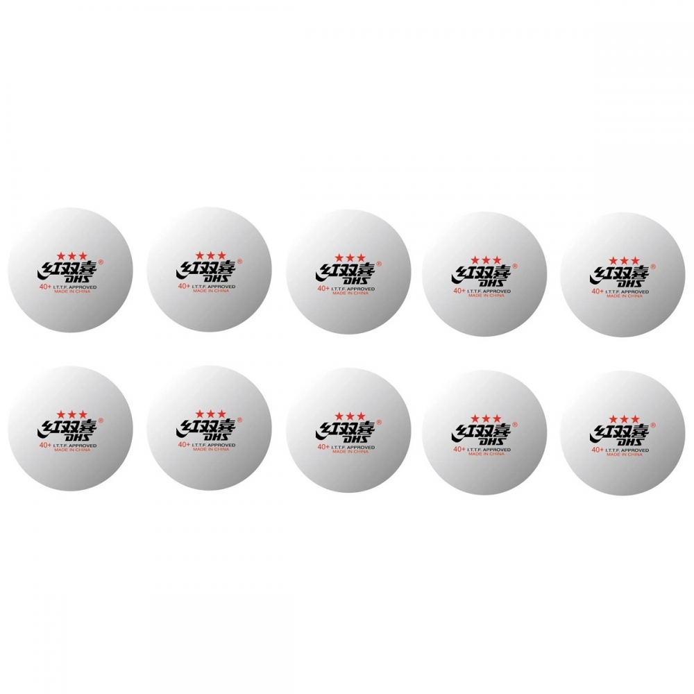 Bola para Tênis de Mesa CellFree Dual 3 Estrelas (10 und) - DHS - Branco