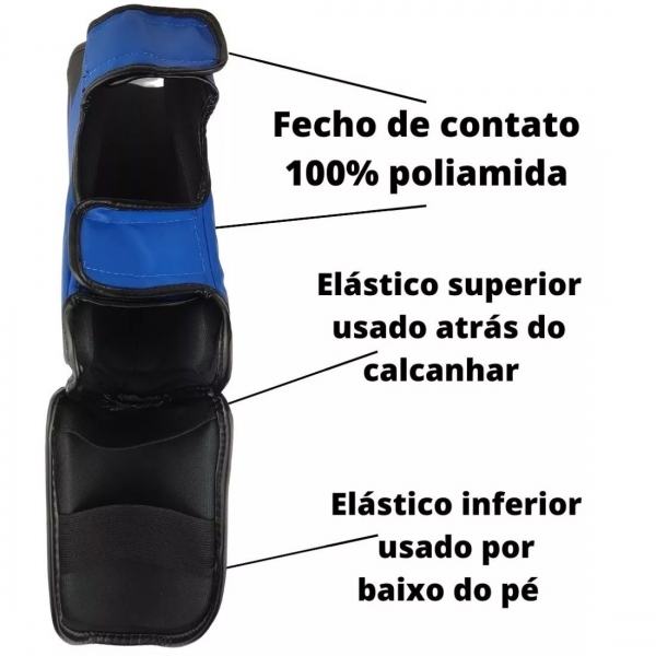 Par de Caneleira Profissional Muay Thai e Kickboxing Power X Azul