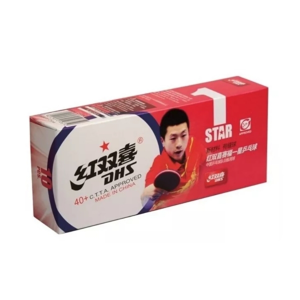 Bola Tênis de Mesa 40mm (1 Estrela) com 10 Unidades - DHS - Branco