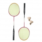 Kit Badminton Starflex 2 Raquetes e 2 Petecas com Raqueteira - Rosa/Branco