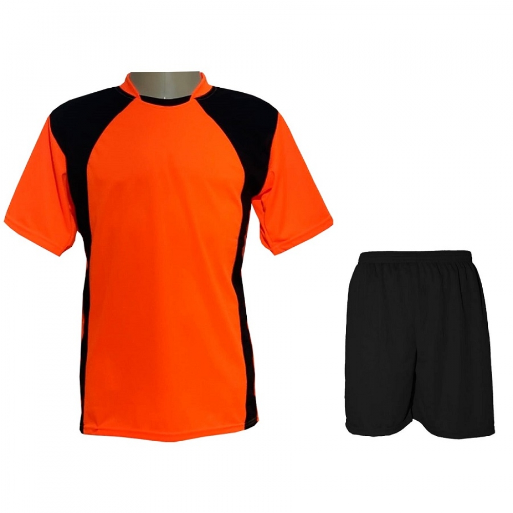 Uniforme Esportivo TRB 20 Camisas Laranja/Preto e Calções Pretos - Laranja/Preto