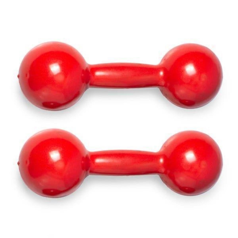 Par de Halteres Emborrachado para Musculação 5kg Vermelho - Vermelho/Branco