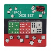 Conjunto de Mini Dados Coloridos com 12 Unidades Vegas Style - Branco/Verde/Vermelho
