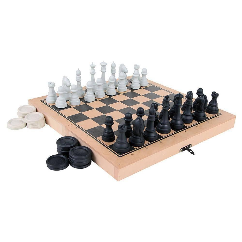 Jogo Xadrez e Damas Colegial - Carlu Brinquedos - Preto/Marrom
