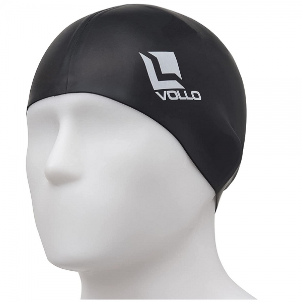 Touca Natação Silicone Vollo Sports Preta - Preto/Branco