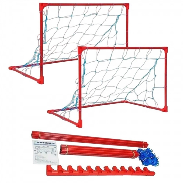 Kit Master Rede Mini Soccer 2 Traves - Marrom