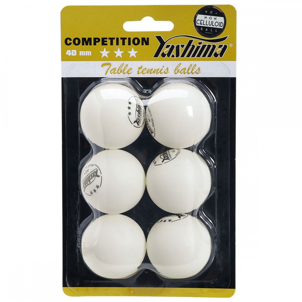 Bola de Tênis de Mesa Yashima 3 Estrelas PVC Com 06 Unidades Branca - Branco