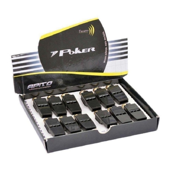 Apito Poker Tucano Profissional - Caixa com 12 Unidades - Preto