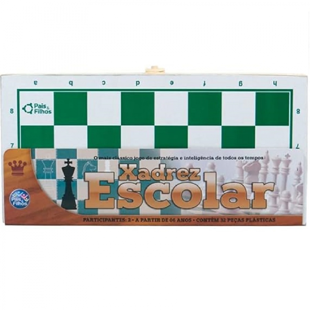 Jogo de Xadrez  Escolar - Pais & Filhos - Verde/Branco