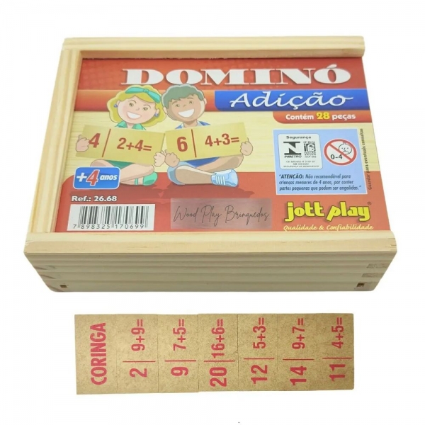 Dominó Adição Vermelha  Jott Play 28 Peças - Vermelho