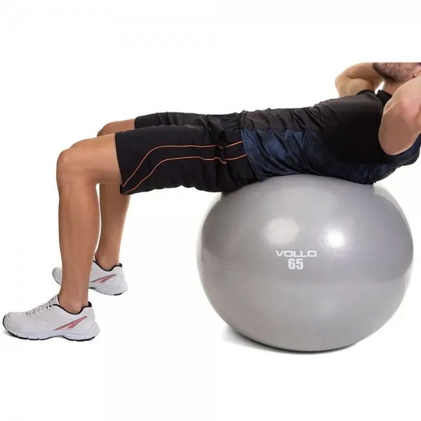Bola Suíça para Pilates e Yoga Vollo Gym Ball 65cm VP1035 - Cinza