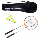 Kit Badminton Vollo com 2 Raquetes 3 Petecas - Laranja