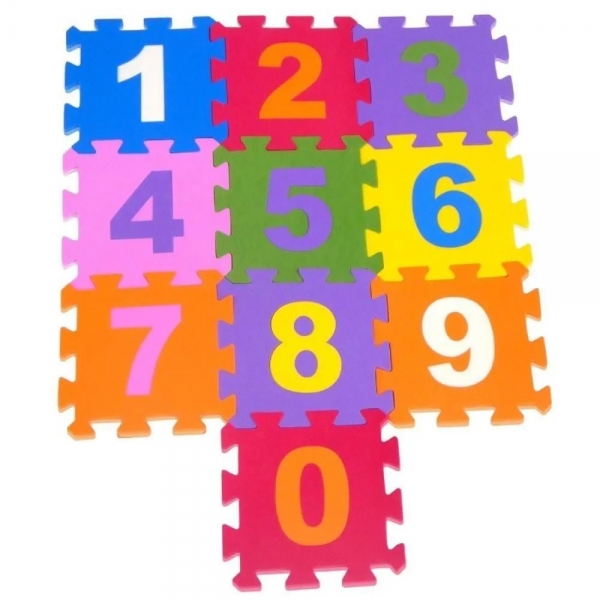 Tapete Infantil EVA 8mm Kit Com 10 unidades 28x28 Numérico - Preto/Branco