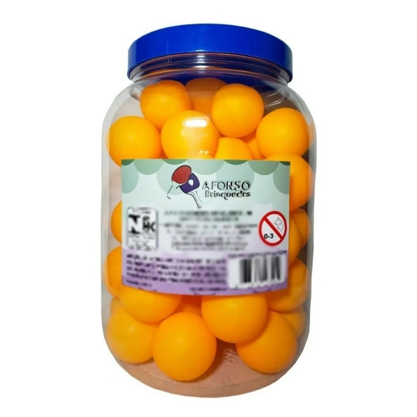 Pote de Bola de Tênis de Mesa AF Brinq com 48 Unidades - Laranja