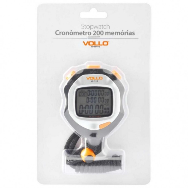 Cronômetro Digital Vollo com 200 Memórias VL-515 - Preto/Laranja