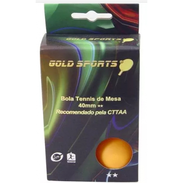 Kit 6 Bolas Para Tênis de Mesa 2 Star - Gold Sports - Laranja