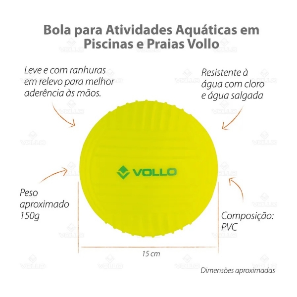 Mini Bola para Atividades Aquáticas em Piscinas e Praias Vollo - Amarelo