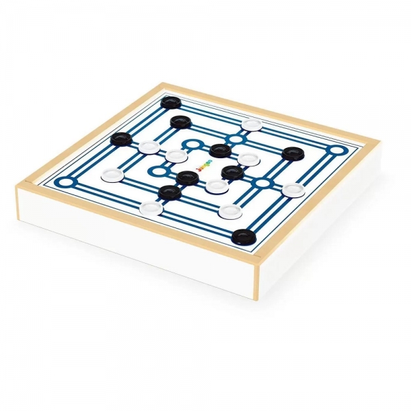 Jogo Damas e Trilha Junges Tabuleiro Estojo Madeira - Verde/Azul