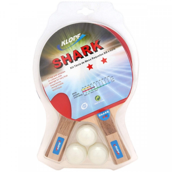 Kit de Tênis de Mesa Shark - Klopf - Vermelho