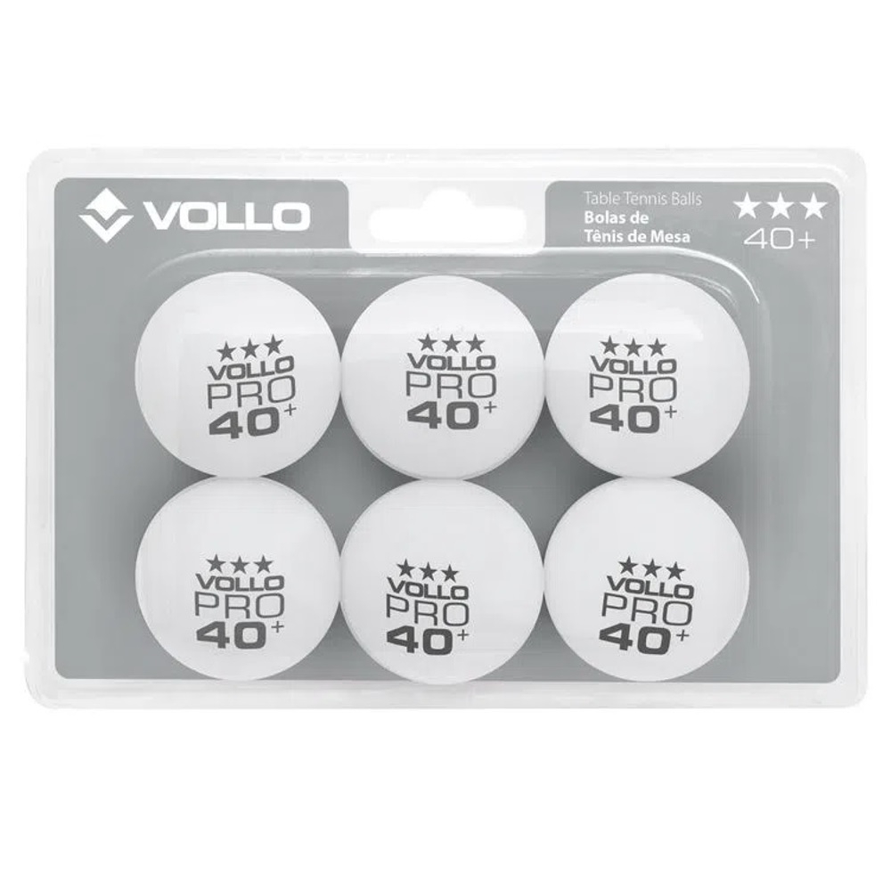 Bola de Tênis de Mesa Branca 3 Estrelas 6 Unidades Vollo