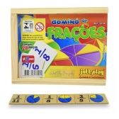 Dominó De Frações 28 Peças Em Madeira - Marrom